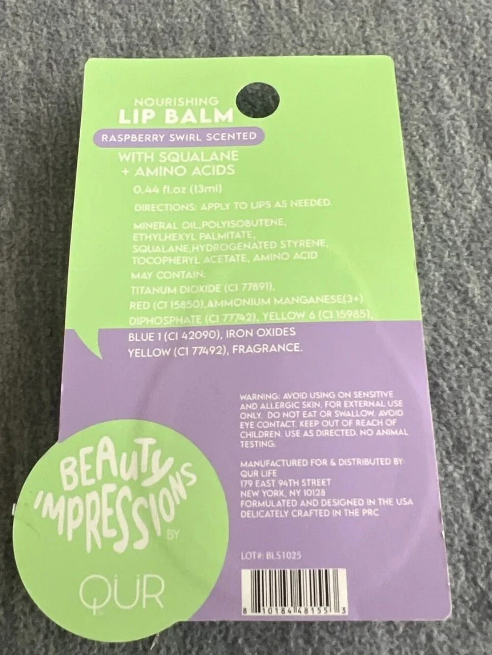 Impressions Raspberry Swirl Hydrating Lip Balm - Purple & Green